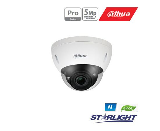 DAHUA IP KAM. AI 5M 2K KUPOL. STARLIGHT IPC-HDBW5541E-ZE SU LXIR IKI 40M, 5MP(2592X1944) 1~20FPS, 2.7MM–13, HDBW5541E-ZE