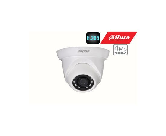 DAHUA IP KAMERA 4MP KUPOLINė SU IR IKI 30M, 2.8MM. 98°, H.265, POE, IP67, S4 VERSIJA, HDW1431SP