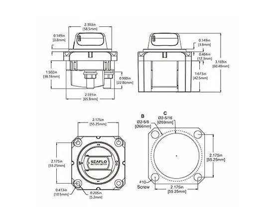 SEAFLO 4 POZ. 2 AKUMULIATORIŲ PERJUNGĖJAS, MASĖS ATJUNGĖJAS, SFCBS-300-402