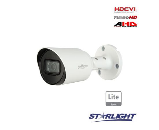 DAHUA HD-CVI KAM. STARLIGHT CILINDRINė 2MP SU IR IKI 30M, 3.6MM OBJ., STARLIGT SENSOR., MIC, IP67, HFW1230TPA36