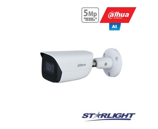 DAHUA IP KAMERA CILINDR. 5MP STARLIGHT AI, IR PAšVIETIMAS IKI 50M, 1/2.7” 2.8MM 98°, SMD, IVS, IP67, H.265, HFW3541E-AS