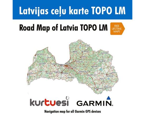 LATVIJAS CEļU KARTE TOPO LM (KURTUESI), KTE-002