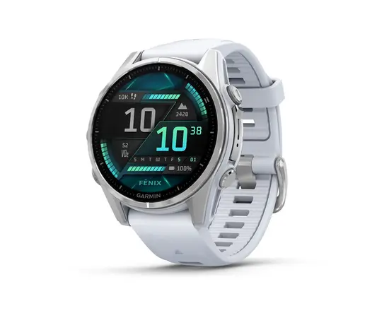 GARMIN FENIX 8 43MM, AMOLED GLASS, BALTOJO AKMENS SPALVOS, 010-02903-00