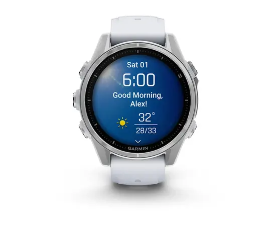 GARMIN FENIX 8 43MM, AMOLED GLASS, BALTOJO AKMENS SPALVOS, 010-02903-00