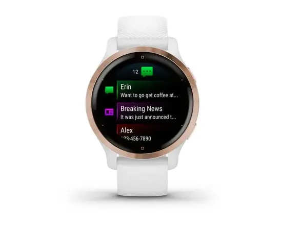 GARMIN VENU 2S RAUSVOJO AUKSO SPALVOS NERūDIJANčIOJO PLIENO APVADAS, SU BALTU KORPUSU IR SILIKONINIU DIRžELIU, 010-02429-13