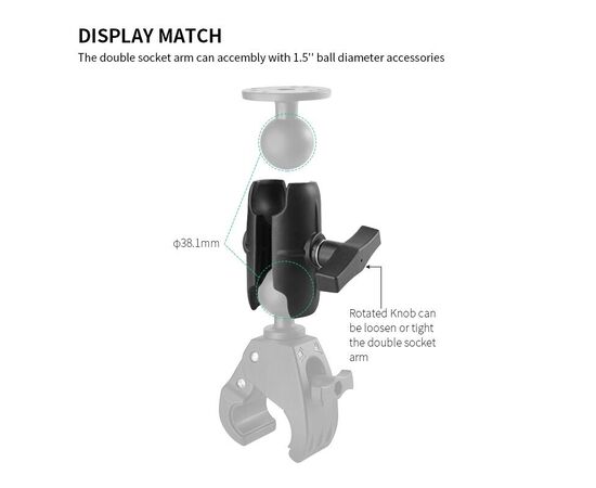 PROMARINE JUNGTIS DVIGUBA DOUBLE SOCKET ARM, C DYDIS, 9CM, PM-C009A