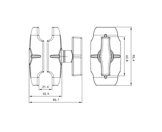 PROMARINE JUNGTIS DVIGUBA DOUBLE SOCKET ARM, C DYDIS, 9CM, PM-C009A