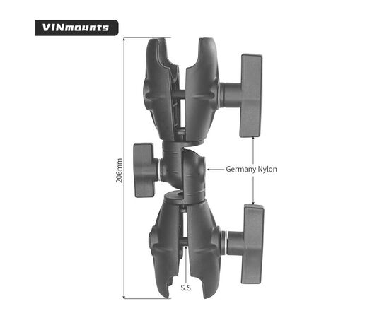 PROMARINE JUNGTIS DVIGUBA SU POSūKIU DOUBLE SOCKET ARM, C DYDIS, 24CM, PM-CDLG3A
