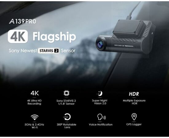 VAIZDO REGISTRATORIUS VIOFO A139PRO-2CH, A139-PRO-2CH VIOFO