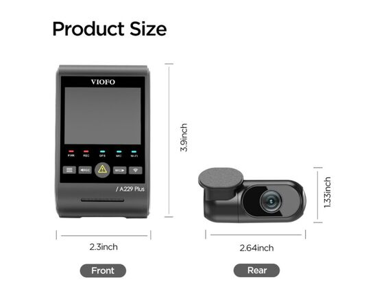 VAIZDO REGISTRATORIUS VIOFO A229 PLUS 2CH, A229-PLUS-2CH VIOFO