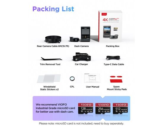 VAIZDO REGISTRATORIUS VIOFO A229 PRO 2CH, A229-PRO-2CH VIOFO
