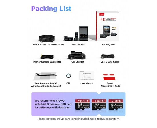 VAIZDO REGISTRATORIUS VIOFO A229 PRO 3CH, A229-PRO-3CH VIOFO