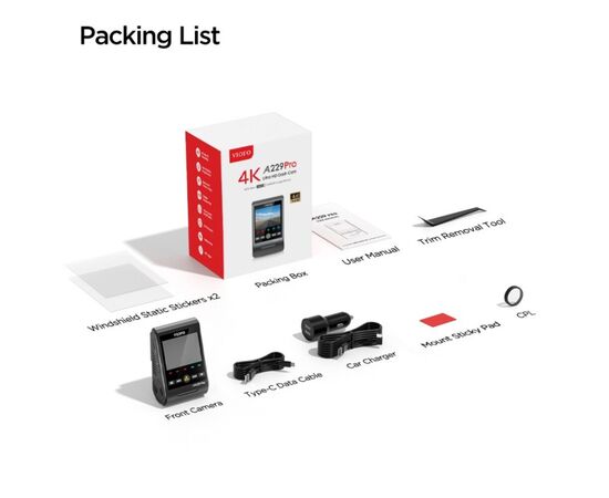 VAIZDO REGISTRATORIUS VIOFO A229 PRO 1CH, A229-PRO-1CH VIOFO