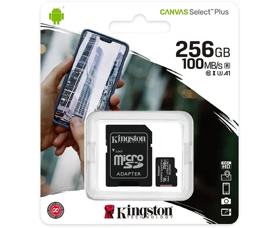 ATMINTIES KORTELė KINGSTON CANVAS GO! PLUS, 256 GB, 100 MB/S - 85 MB/S, KINGSTON-256GB