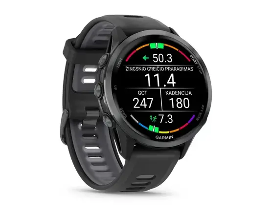 GARMIN FORERUNNER 970 PILKOS SPALVOS DLC TITANAS SU JUODU KORPUSU, 010-02969-10