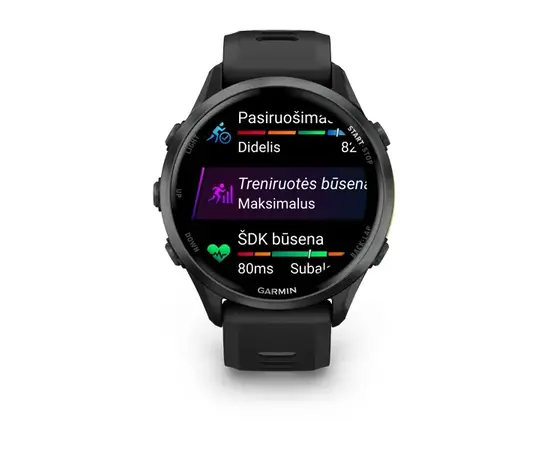 GARMIN FORERUNNER 970 PILKOS SPALVOS DLC TITANAS SU JUODU KORPUSU, 010-02969-10