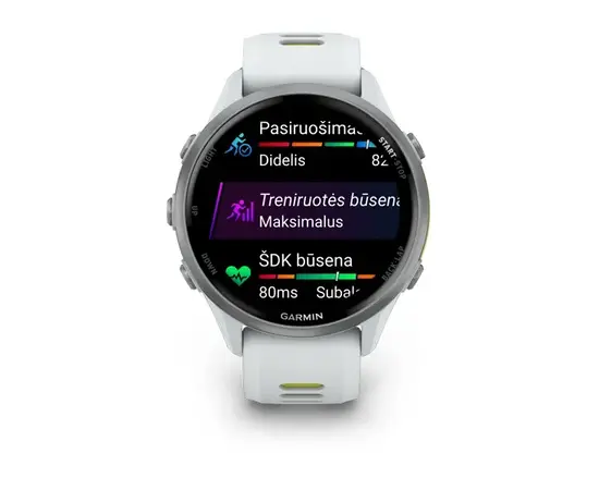 GARMIN FORERUNNER 970 TITANO SPALVOS IR BALTOJO AKMENS KORPUSU, 010-02969-11