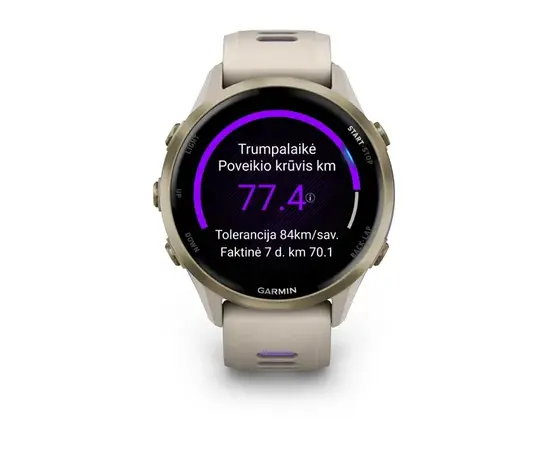 GARMIN FORERUNNER 970 šVIESIOS AUKSO SPALVOS TITANAS SU žALSVAI PILKU KORPUSU, 010-02969-12
