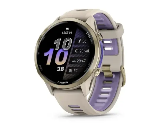 GARMIN FORERUNNER 970 šVIESIOS AUKSO SPALVOS TITANAS SU žALSVAI PILKU KORPUSU, 010-02969-12