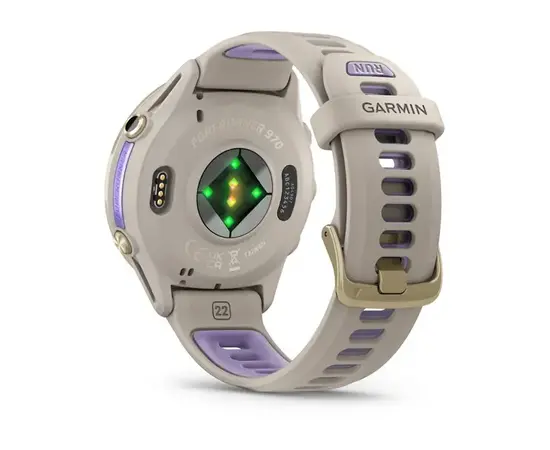 GARMIN FORERUNNER 970 šVIESIOS AUKSO SPALVOS TITANAS SU žALSVAI PILKU KORPUSU, 010-02969-12