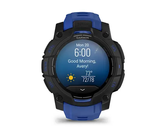 GARMIN INSTINCT 3 - 45 MM AMOLED JUODAI MėLYNAS, 010-02936-03