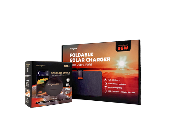 DEEPER CHIRP+ 3 UžMETAMAS SONARAS IR SULANKSTOMAS 36W SAULėS įKROVIKLIS, ITGAM2595