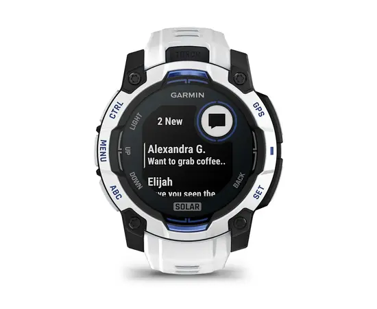 GARMIN INSTINCT 3 - 45 MM SOLAR BALTO AKMENS, 010-02934-03