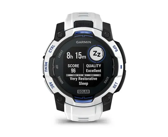 GARMIN INSTINCT 3 - 45 MM SOLAR BALTO AKMENS, 010-02934-03
