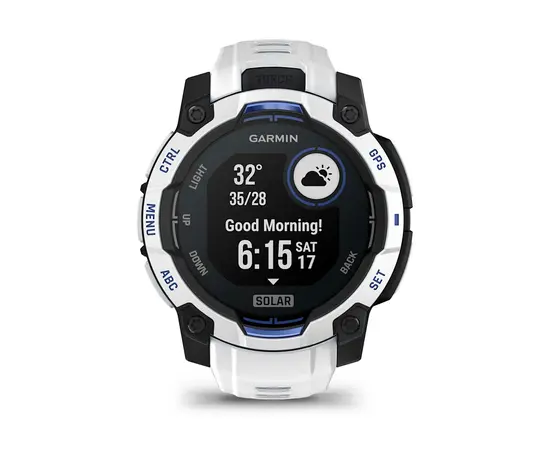GARMIN INSTINCT 3 - 45 MM SOLAR BALTO AKMENS, 010-02934-03