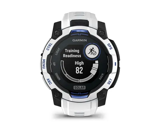 GARMIN INSTINCT 3 - 45 MM SOLAR BALTO AKMENS, 010-02934-03