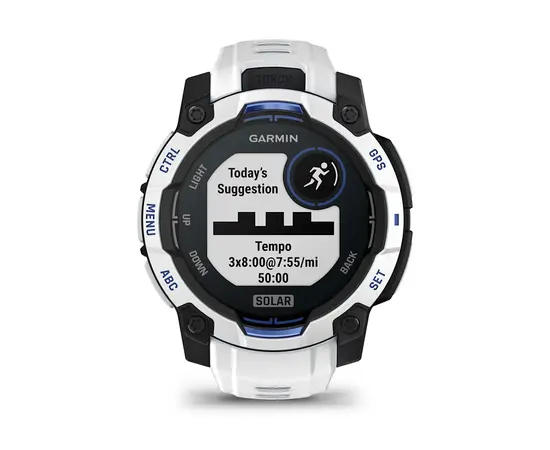 GARMIN INSTINCT 3 - 45 MM SOLAR BALTO AKMENS, 010-02934-03