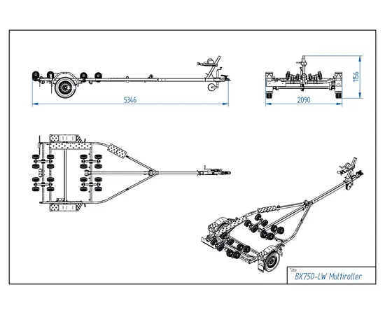BX750-LW PRO DAUGIAVOLė VALčIų PRIEKABA, BX750-LW PROD