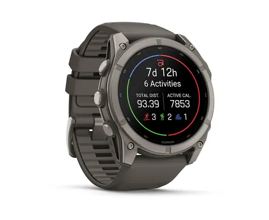 GARMIN FENIX 9 51MM – TITANO SPALVOS SU AKMENėLIų / PILKU DIRžELIU, 010-04763-01