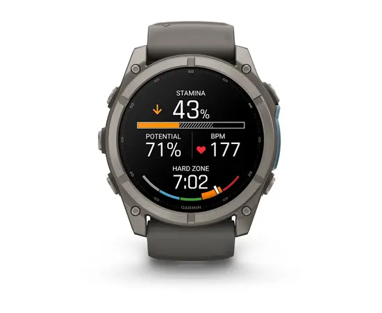 GARMIN FENIX 9 51MM – TITANO SPALVOS SU AKMENėLIų / PILKU DIRžELIU, 010-04763-01