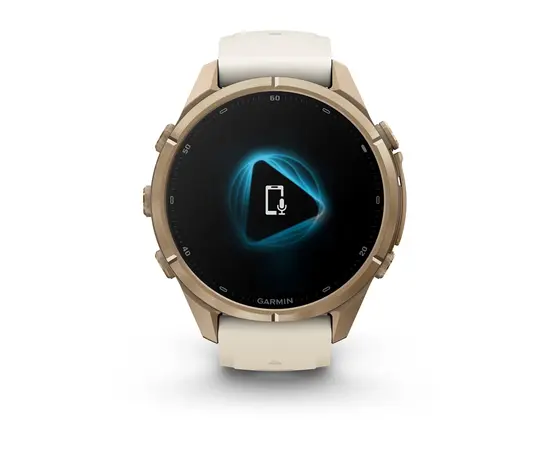 GARMIN FENIX 9 PRO 43MM – AUKSO SPALVOS KREMINIU / PILKU DIRžELIU, 010-04335-26