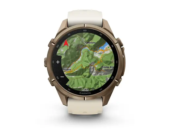 GARMIN FENIX 9 PRO 43MM – AUKSO SPALVOS KREMINIU / PILKU DIRžELIU, 010-04335-26