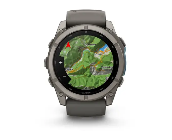 GARMIN FENIX 9 51MM – TITANO SPALVOS SU AKMENėLIų / PILKU DIRžELIU, 010-04763-01