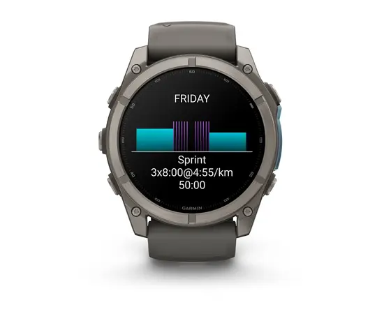 GARMIN FENIX 9 51MM – TITANO SPALVOS SU AKMENėLIų / PILKU DIRžELIU, 010-04763-01