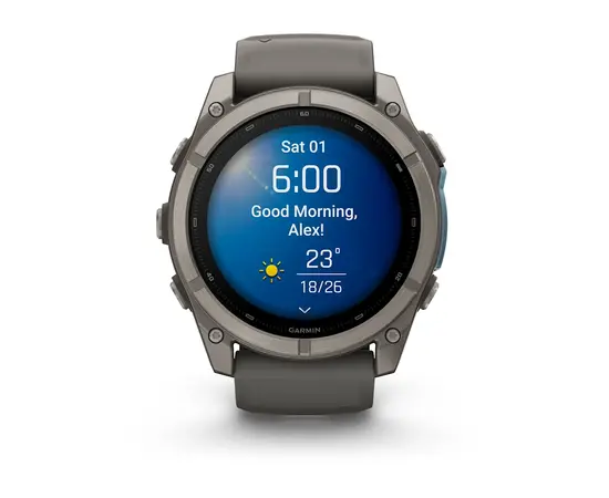 GARMIN FENIX 9 51MM – TITANO SPALVOS SU AKMENėLIų / PILKU DIRžELIU, 010-04763-01