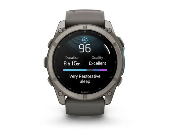 GARMIN FENIX 9 51MM – TITANO SPALVOS SU AKMENėLIų / PILKU DIRžELIU, 010-04763-01