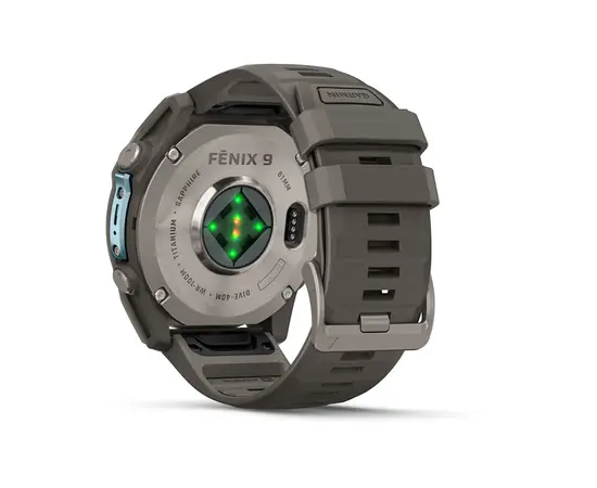 GARMIN FENIX 9 51MM – TITANO SPALVOS SU AKMENėLIų / PILKU DIRžELIU, 010-04763-01
