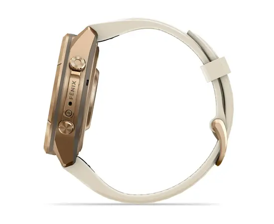 GARMIN FENIX 9 PRO 43MM – AUKSO SPALVOS KREMINIU / PILKU DIRžELIU, 010-04335-26