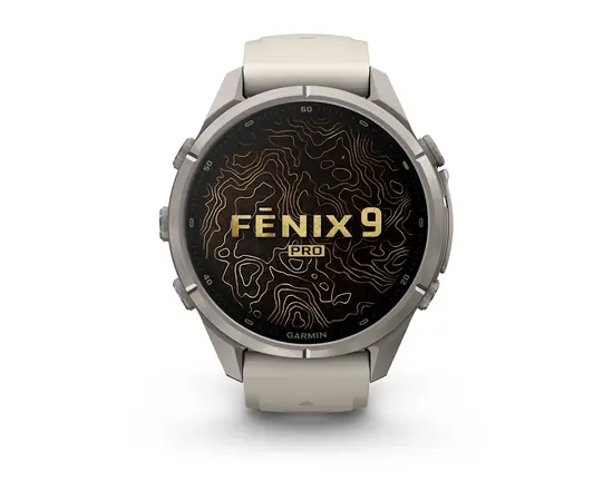 GARMIN FENIX 9 PRO 43MM – TITANO SPALVOS RūKO / SMILTAINIO DIRžELIU, 010-04335-86
