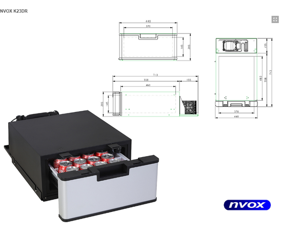 AUTOMOBILINIS ŠALDYTUVAS 23L KOMPRESORIUS 12V 24V - „NVOX K23DR, 149629